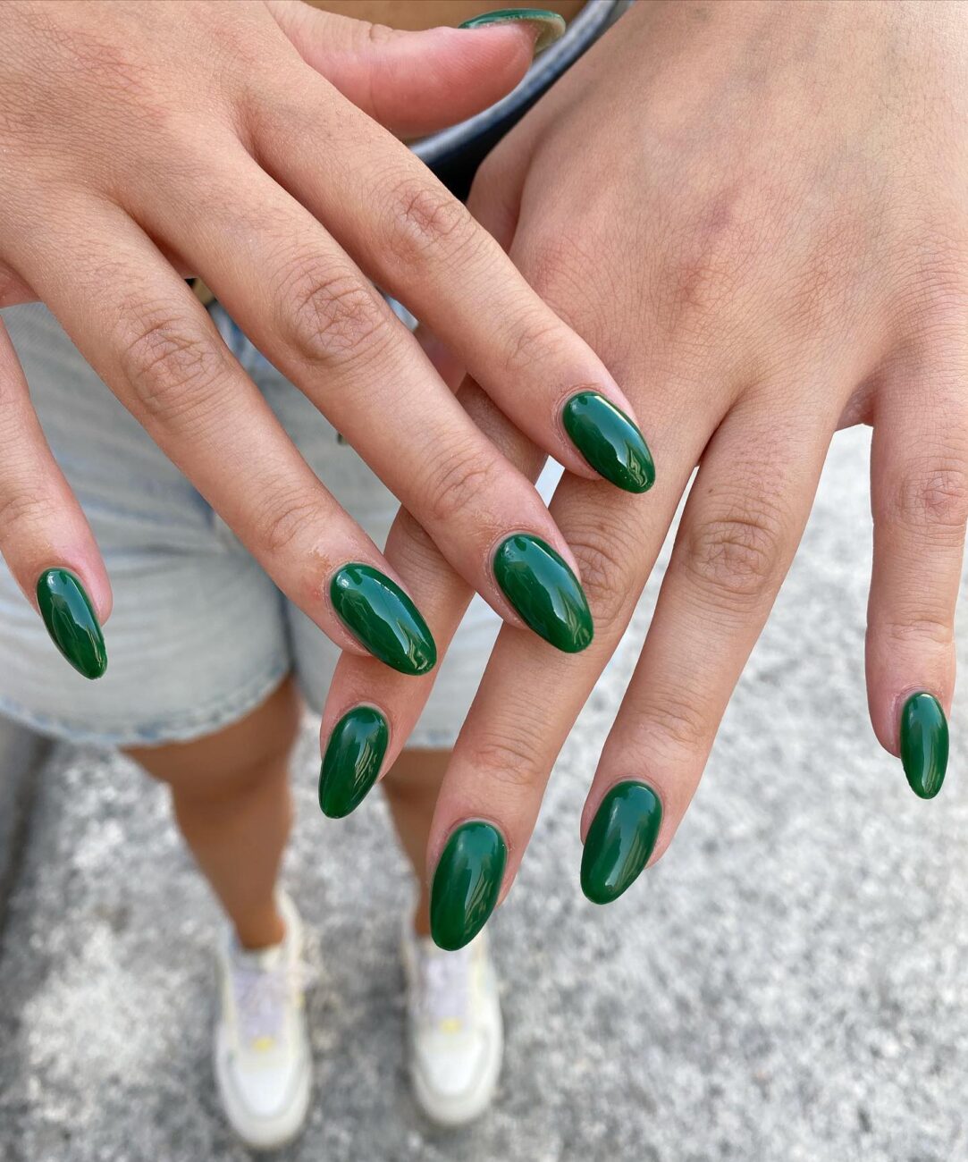 Military Green Decorated Nail