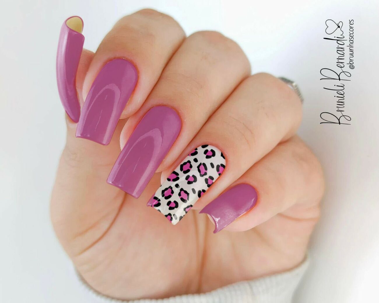 Unha Animal Print Rosa