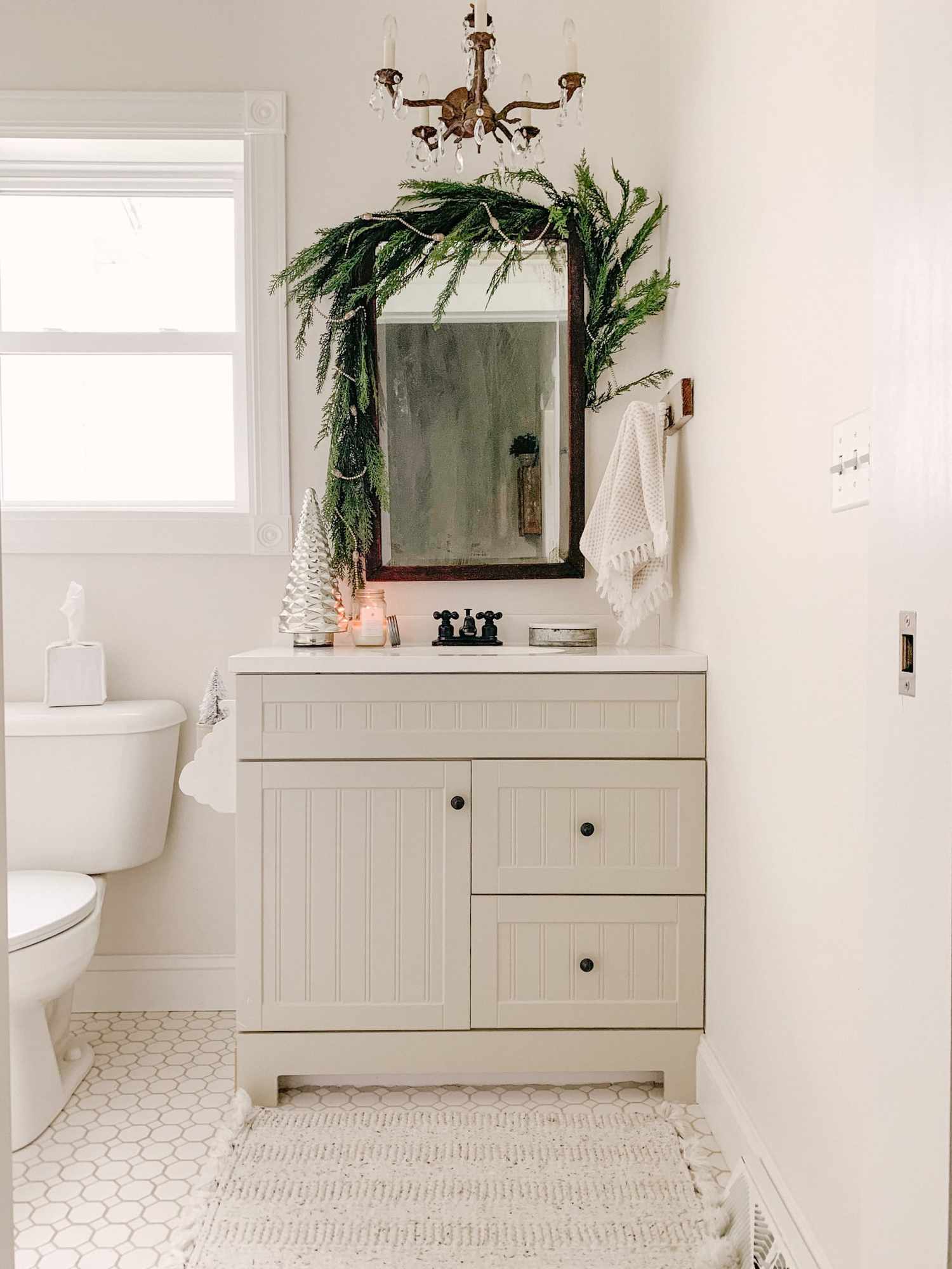 Christmas decorated bathroom