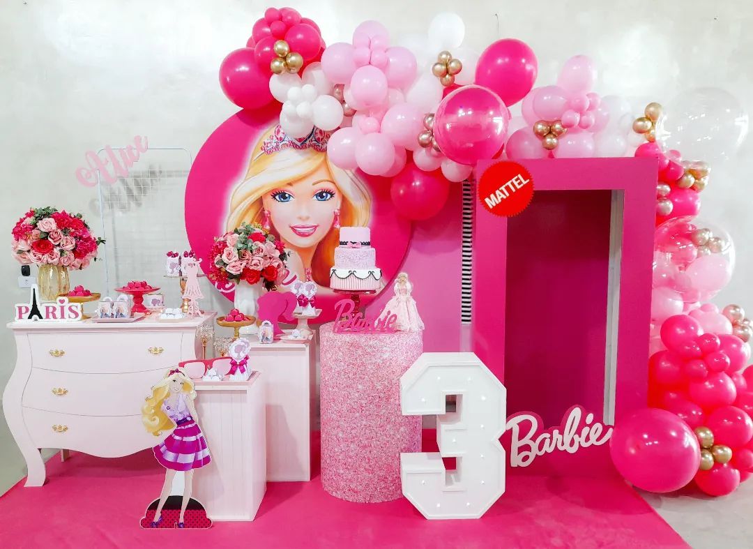 Decoração de festa da barbie