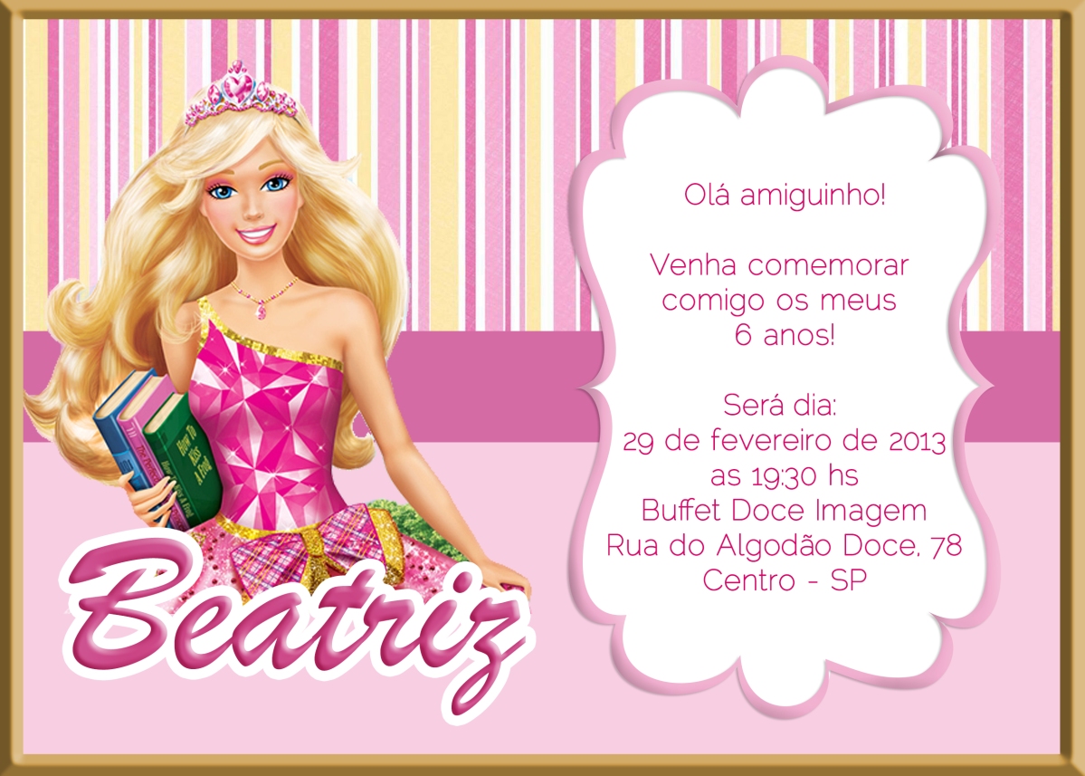 Convite para Festa da Barbie