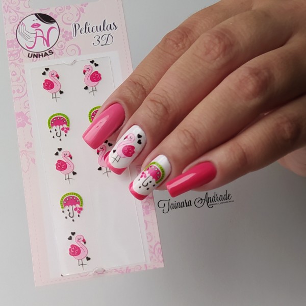 Unha Decorada Flamingo