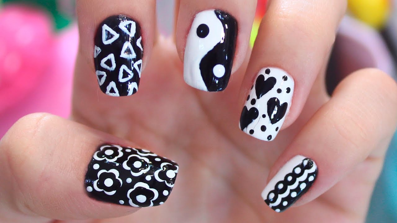 Unhas Decoradas Em Preto E Branco