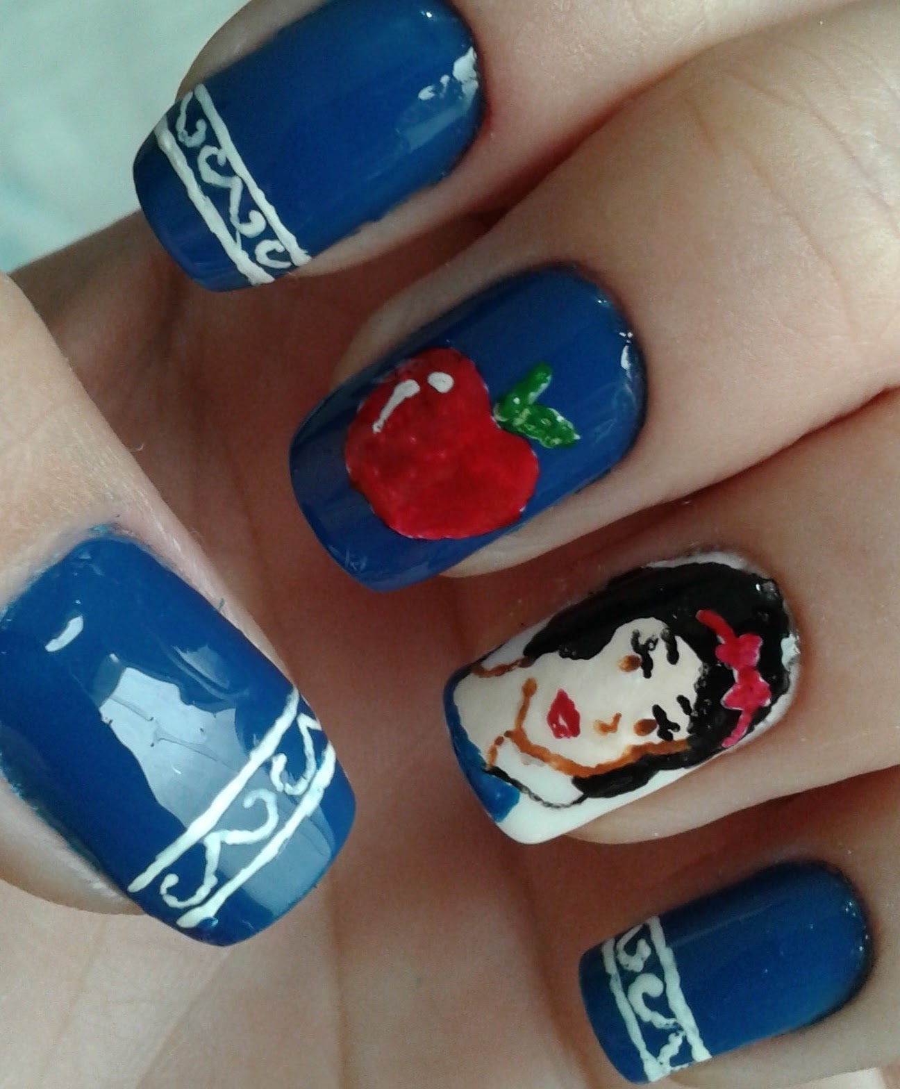 Unha Decorada Branca De Neve