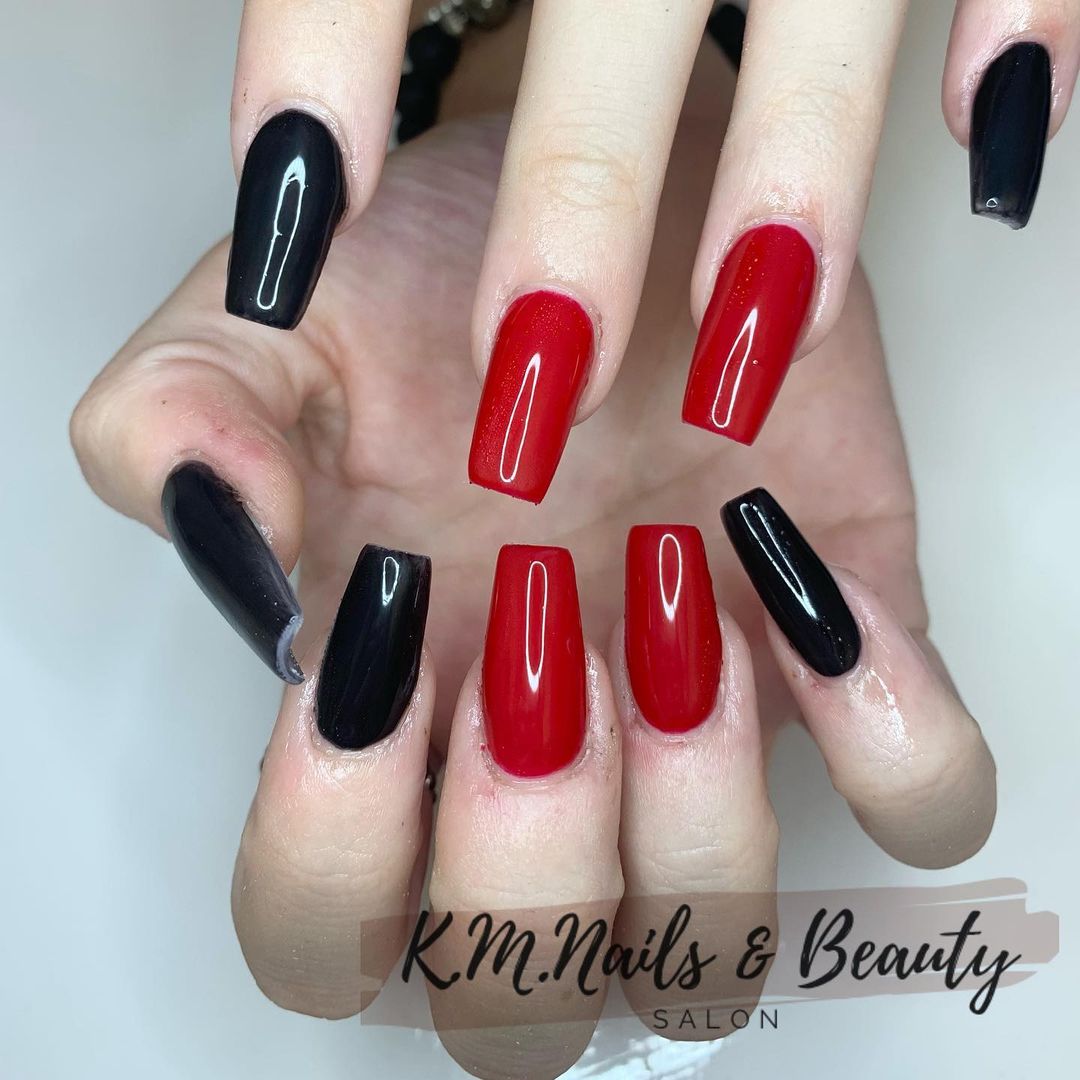 Unhas Decoradas Preto E Vermelho