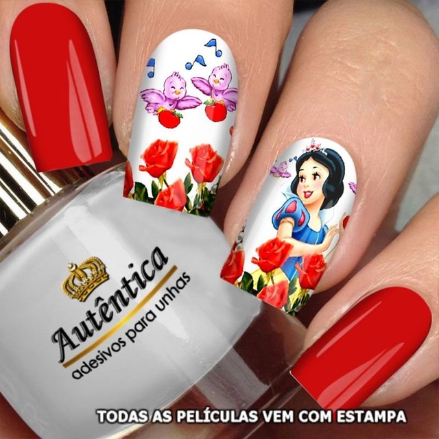 Unha Decorada Branca De Neve