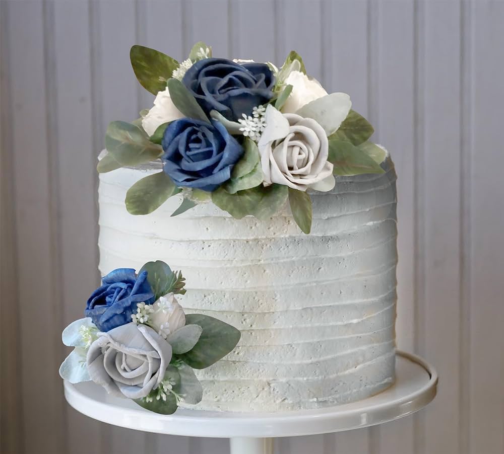 Blue and White Wedding Cake