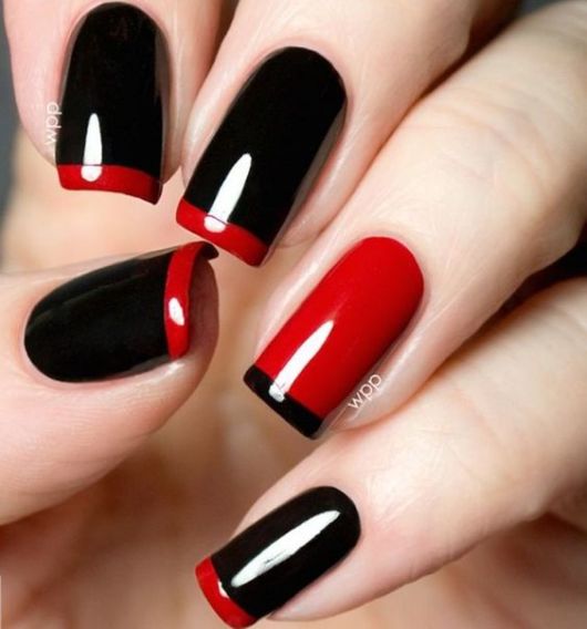 Unhas Decoradas Preto E Vermelho