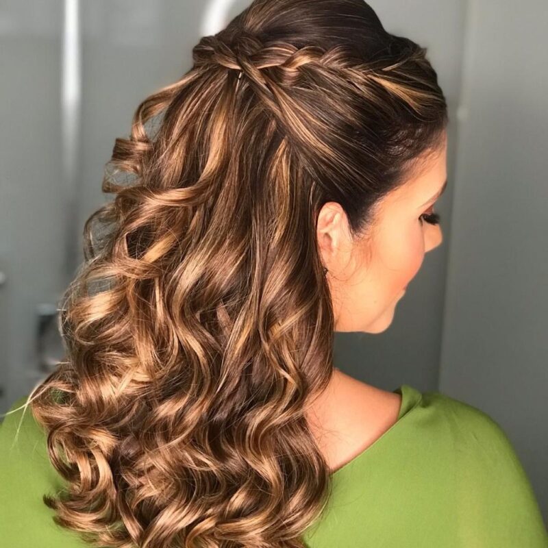 penteado madrinha cabelo longo