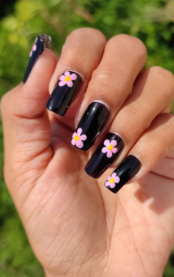 Pink and Black Nail Art