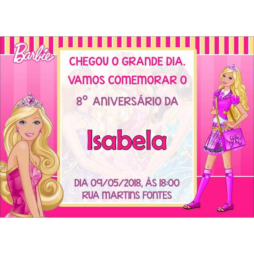 Convite para Festa da Barbie