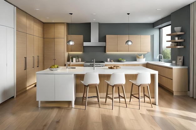 White Kitchen with Wood