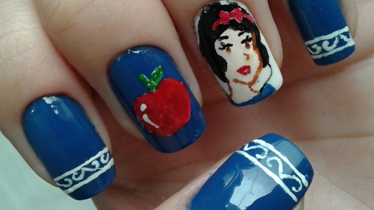 Unha Decorada Branca De Neve