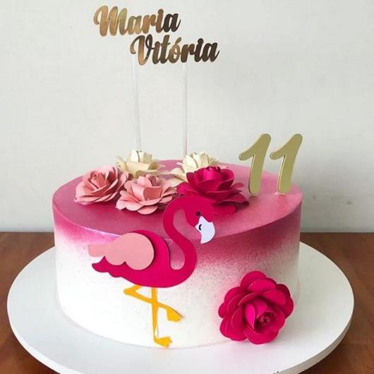 Bolo Decorado Flamingo