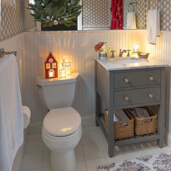 Christmas decorated bathroom