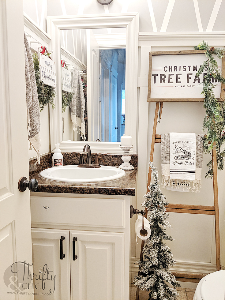 Christmas decorated bathroom