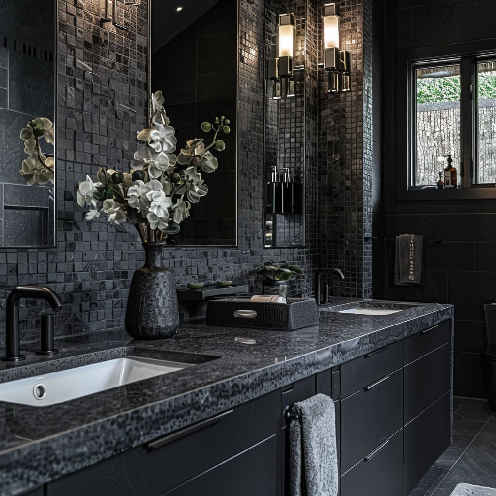 Bathroom Decoration with Black Granite