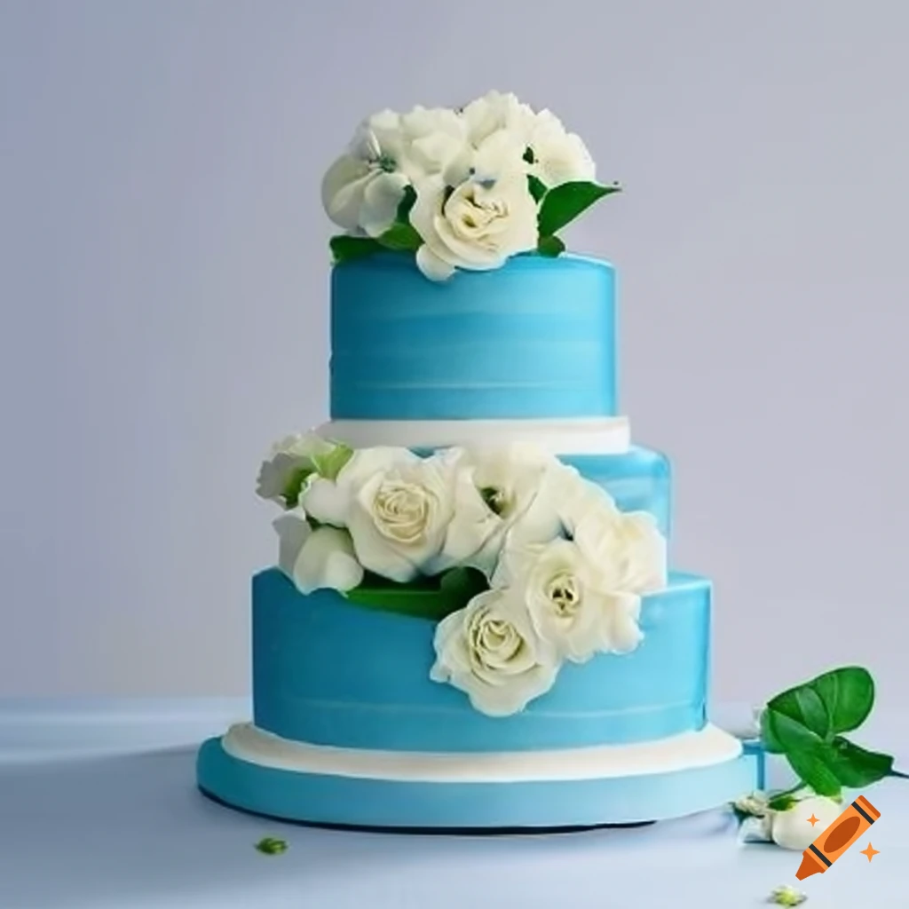 Blue and White Wedding Cake