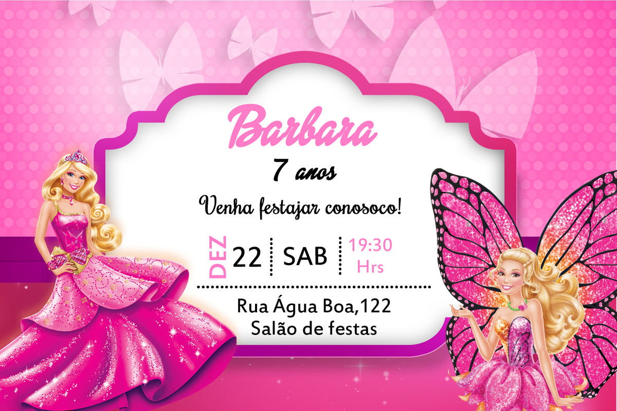 Convite para Festa da Barbie