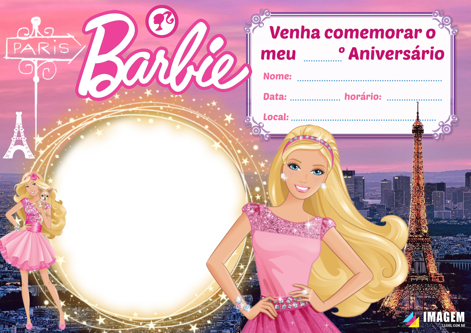 Convite para Festa da Barbie