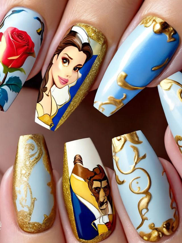 beauty and the beast nail art