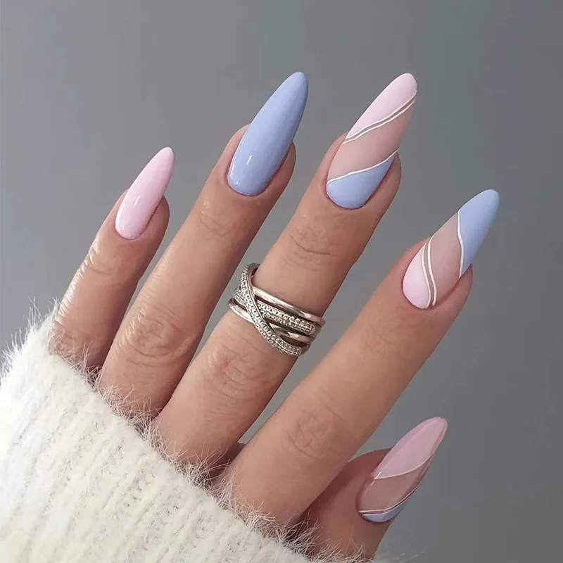 pink and blue nail art