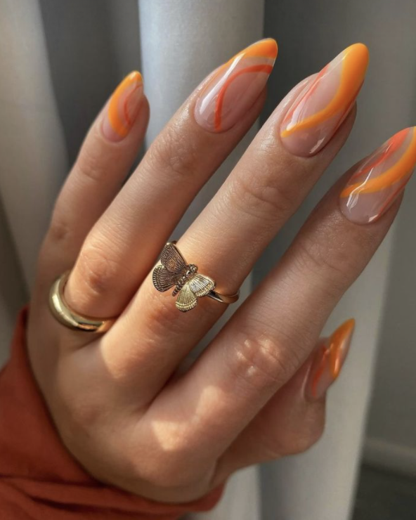 Orange Decorated Nail