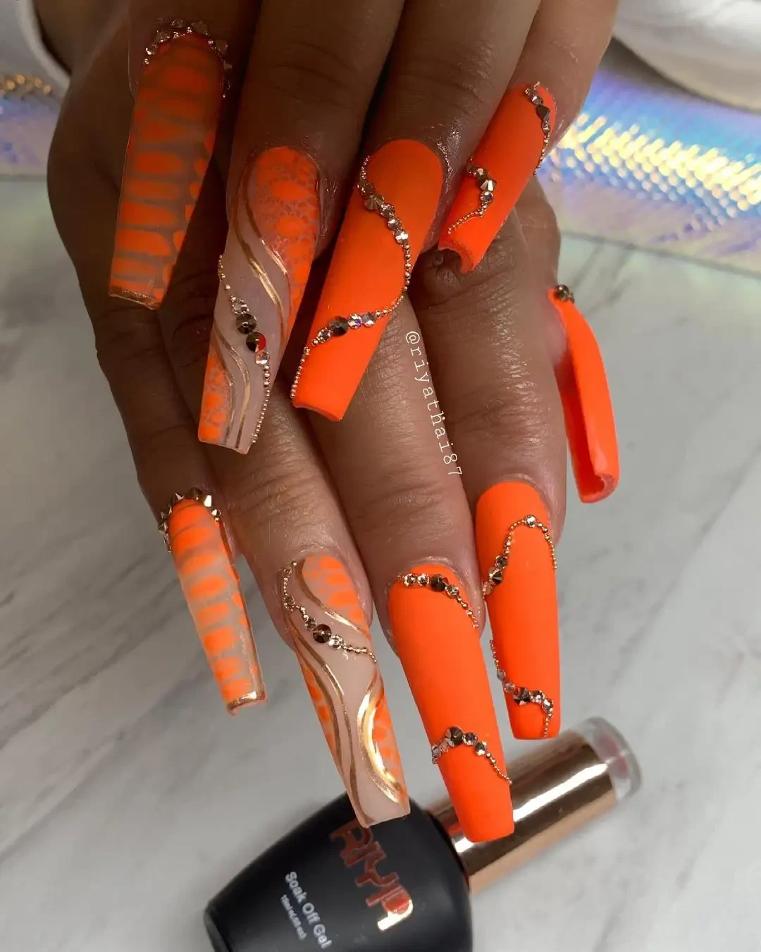 Orange Decorated Nail