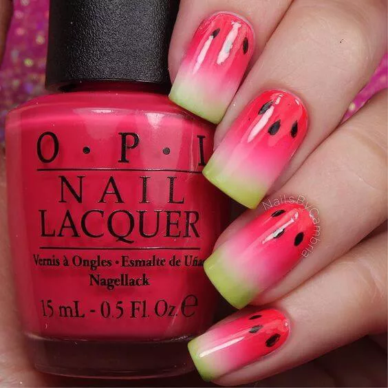 Watermelon Decorated Nail