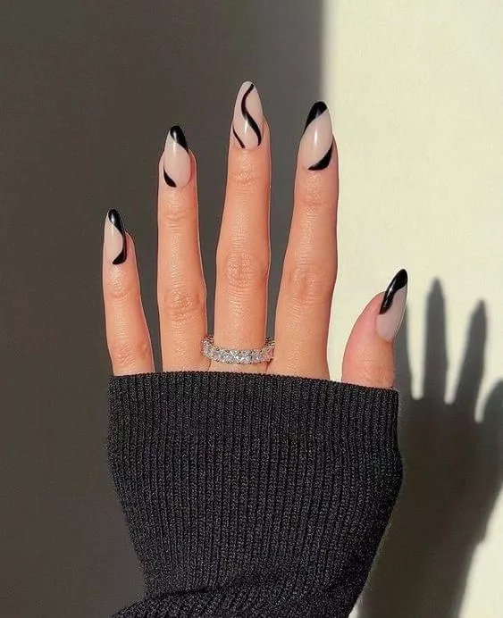 Black Decorated Nail