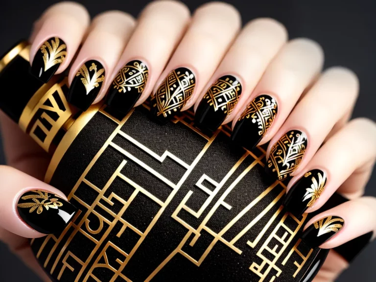 unhas-decoradas-bege-e-preto