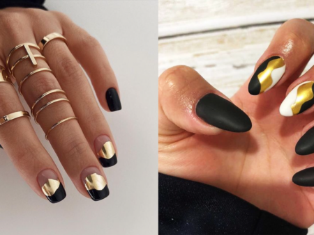 unhas-decoradas-preto-com-dourado