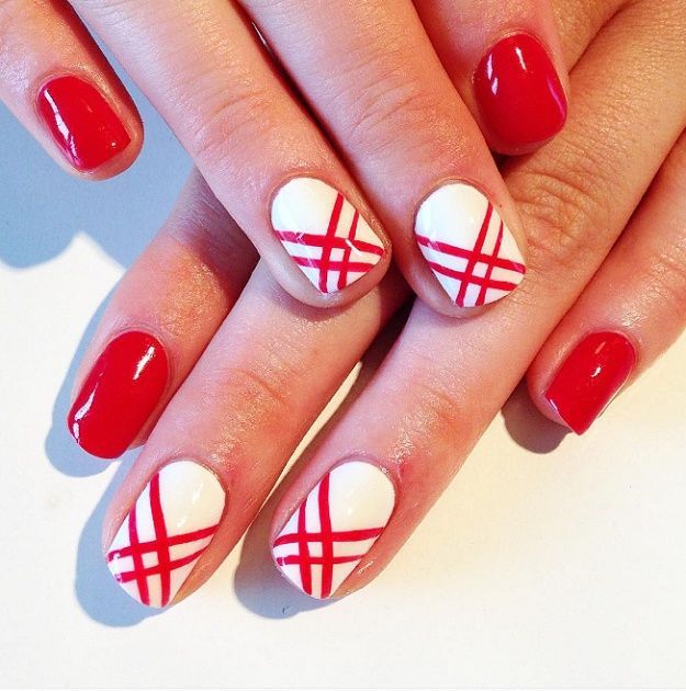 Red And White Decorated Nail