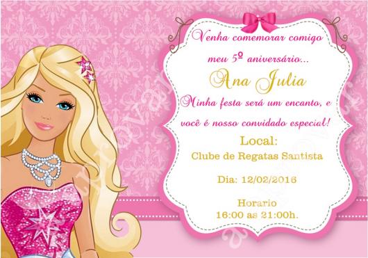 Convite para Festa da Barbie