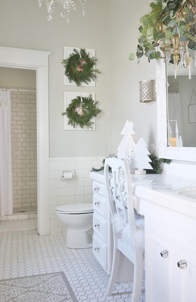 Christmas decorated bathroom