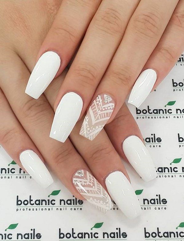 White Decorated Nail