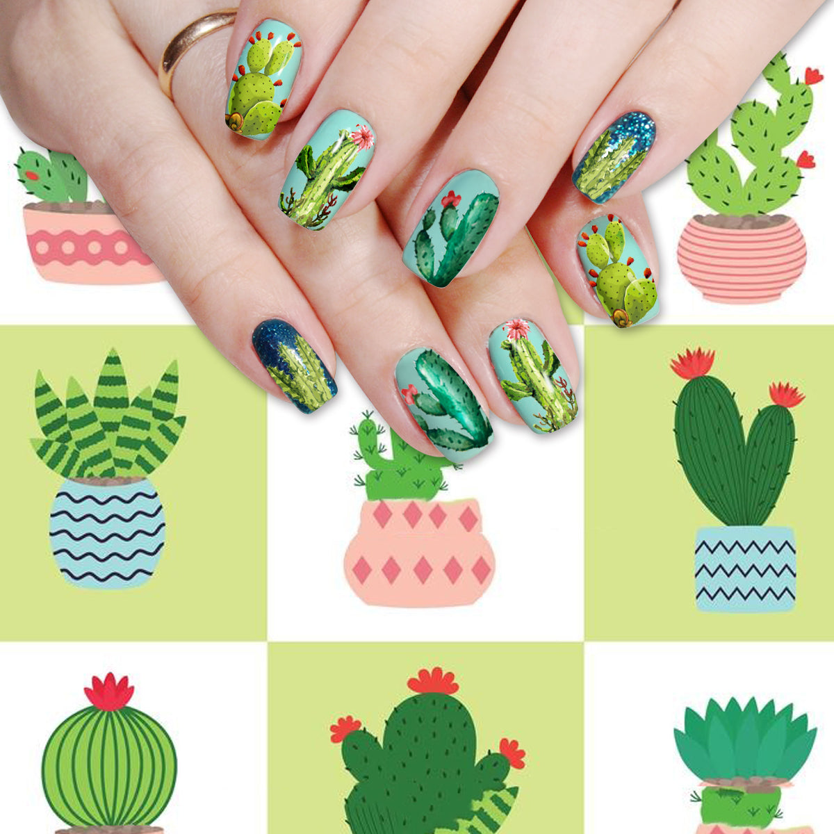 Cacti Decorated Nail