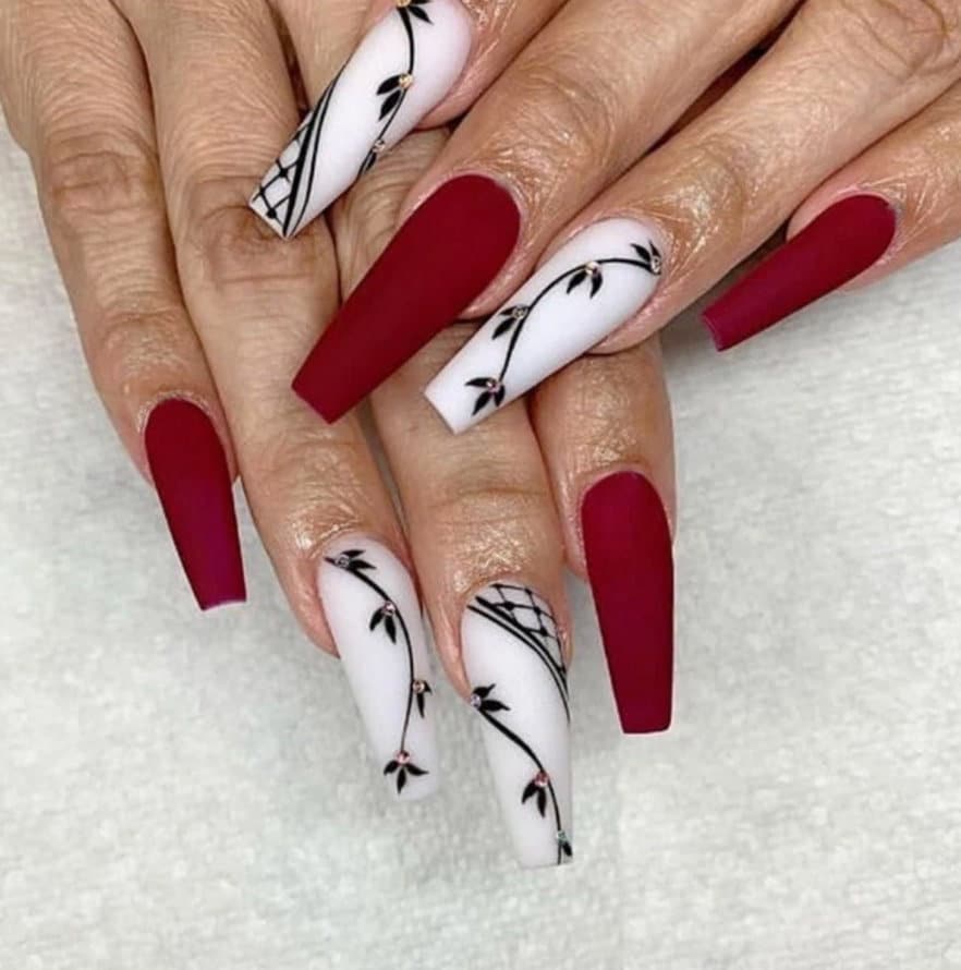 Red And White Decorated Nail