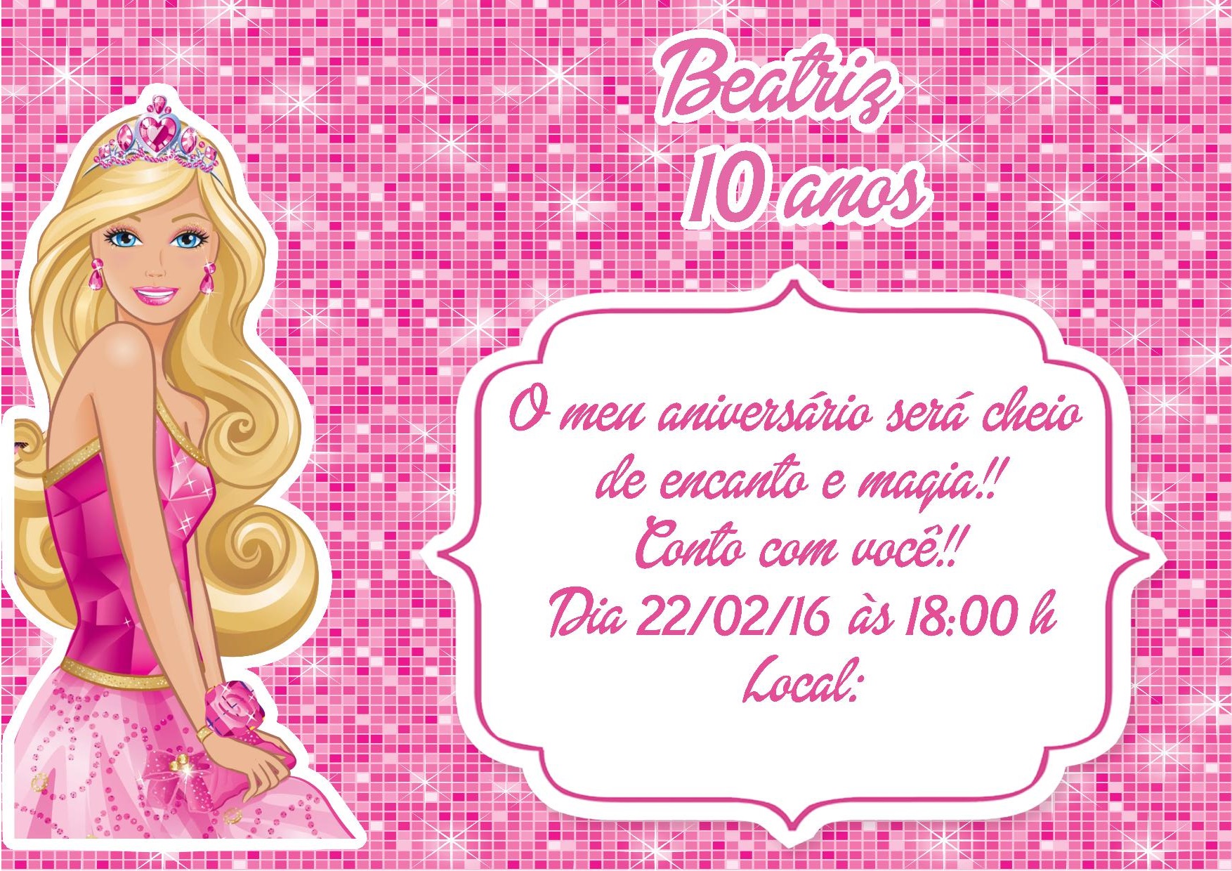 Convite para Festa da Barbie