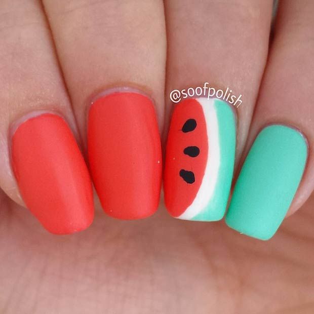 Watermelon Decorated Nail