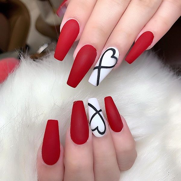 Red And White Decorated Nail