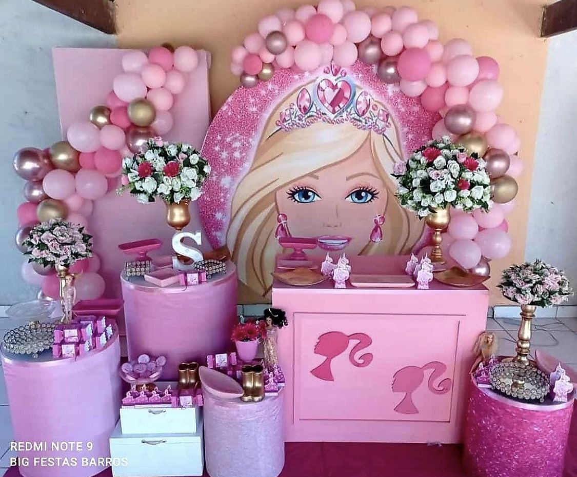 Decoração de festa da barbie