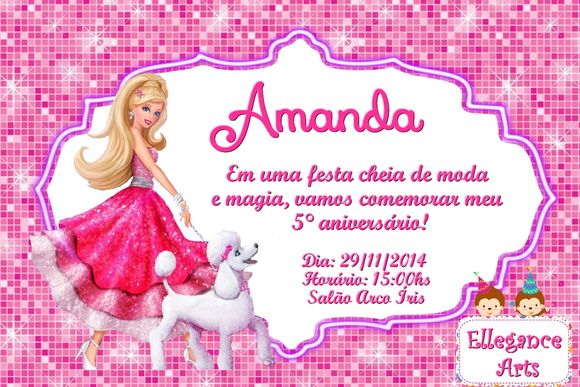 Convite para Festa da Barbie