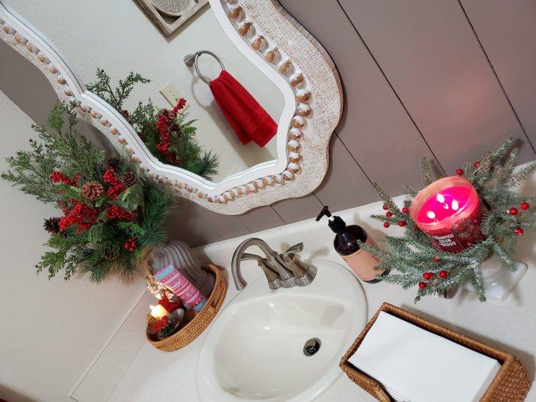 Christmas decorated bathroom