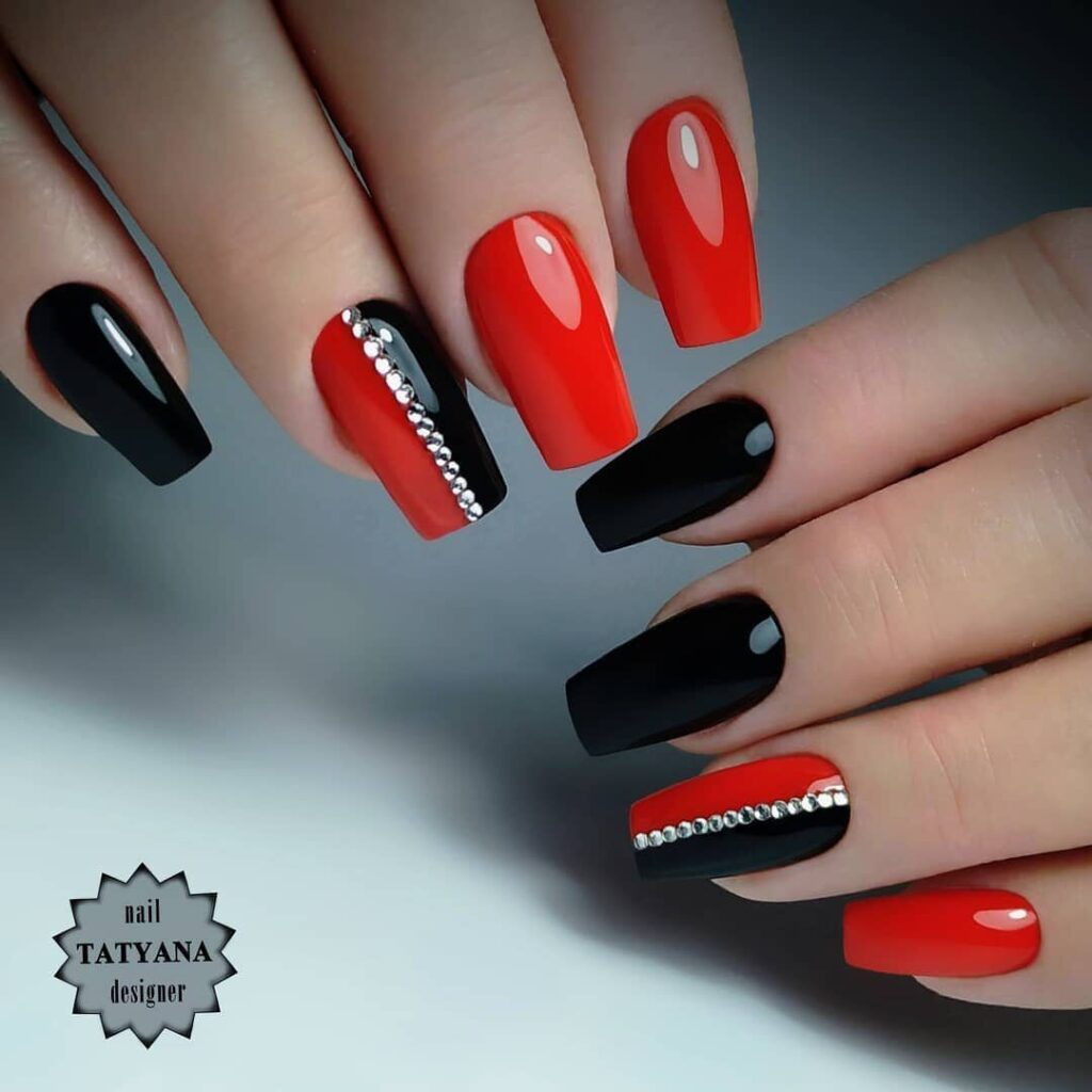 Unhas Decoradas Preto E Vermelho