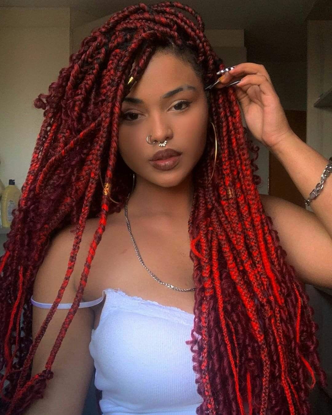 Box Braids Vermelho