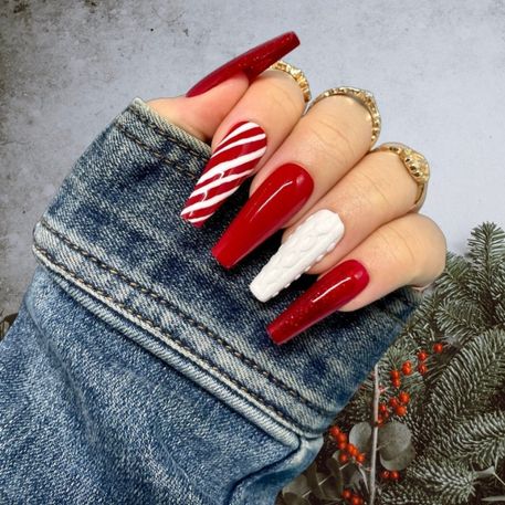 Red And White Decorated Nail