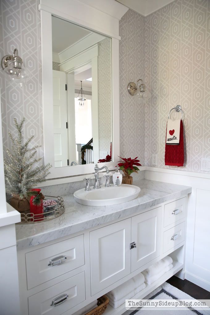 Christmas decorated bathroom