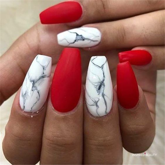 Red And White Decorated Nail