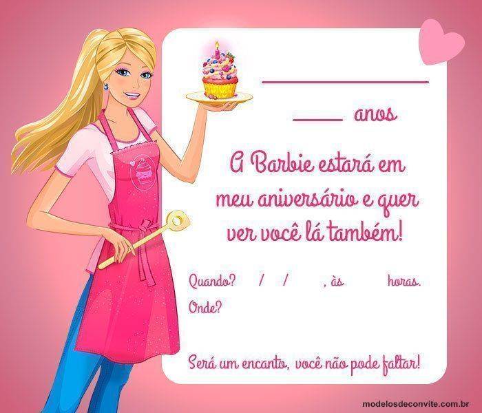 Convite para Festa da Barbie